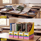 Resurhang 24 Pcs Cardboard Magazine Holders Pencil Book Bins for Classroom Magazine File Storage Box with Label Stickers for Desk Shelves School Classroom Home Office Supplies