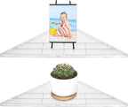 evron Corner Mounting Shelf Set of 2 – Easy to Install Floating Wall Shelves with Wood Grain Finish, Durable and Waterproof ABS Plastic for Kitchen, Bathroom, Living Room Home Décor (Clear)