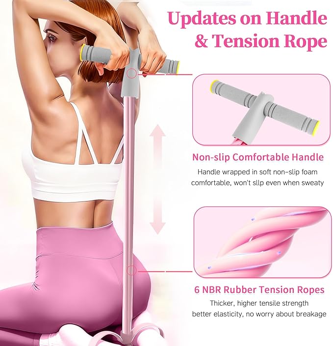 Pedal Resistance Bands with Handles, Durable 6-Tubes Multifunction Pedal Resistance Band, Natural Rubber Foot Pedal Resistance Bands, Fitness Resistance Bands for Abdomen, Waist, Arm, Leg