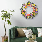 VioletEverGarden Spring Wreaths for Front Door 22 Inch Spring Wreath 6 Colors Summer Wreath with Lavender Daisy and Eucalyptus for Indoor Outdoor Holiday Celebration