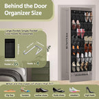 PAULONE 35 Pocket Over the Door Shoe Organizer,Reusable Breathable Large Mesh Bag Men's & Women's Sneaker Organizer,Shoe Organizer for Kids,Hanging Shoe Storage Hanging Bag (Black)