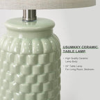 USumkky 24" Modern Ceramic Green Bedside Lamp Set of 2 Table Lamp for Bedroom Decor Farmhouse Table Lamp for Living Room Office Dorm
