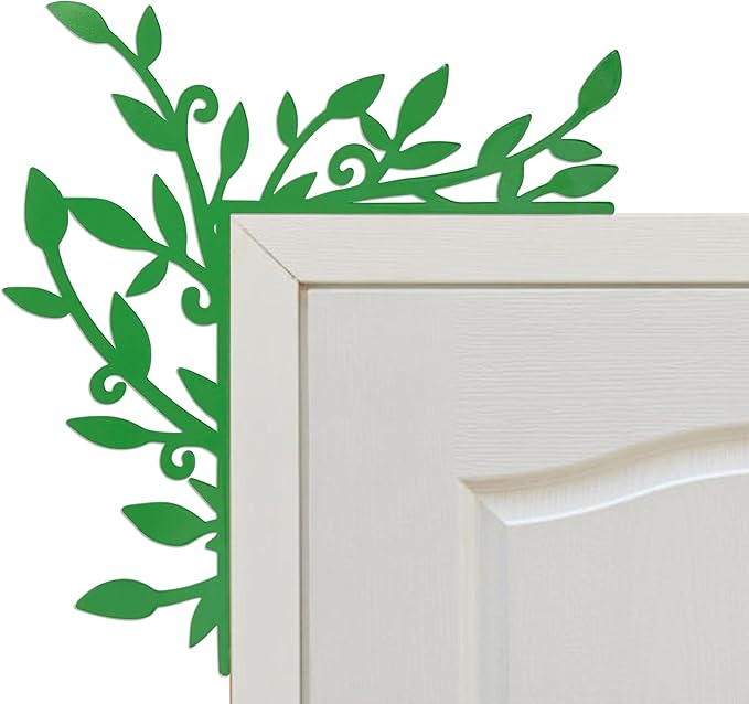 Floral Window and Door Corner Accent Leaf Corner Topper Decor Metal Hanging Decor for Door Corner(Green)
