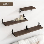 YGEOMER Floating Shelves for Wall, Different Sizes Walnut Wall Shelves for Living Room, Bathroom, Bedroom, Kitchen, Home Decor (Set of 4)
