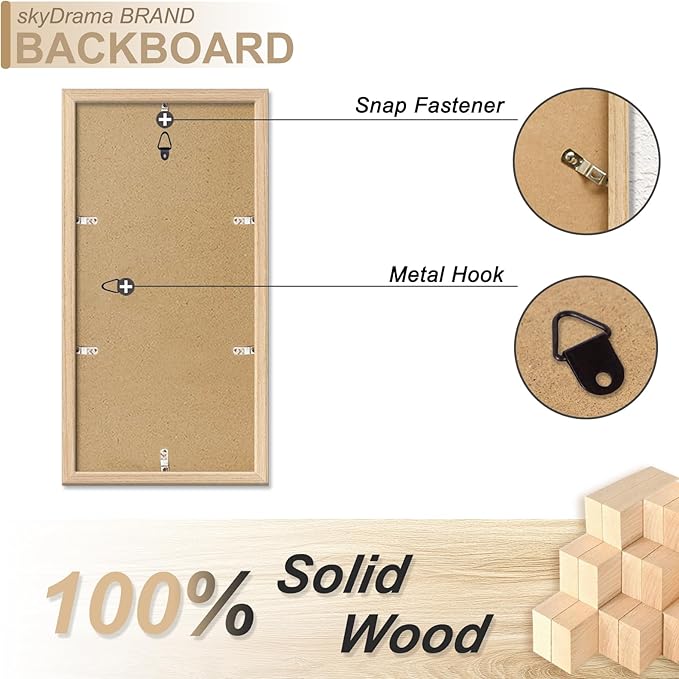 Natural Solid Wood 5x14 Picture Frame, Display 5 x 14 Inch Picture Poster Photo, Vertical & Horizontal Wall Hanging - 2 Pack/Natural/5"x14"