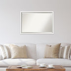 Amanti Art White Wall Mirror 26x38 Morgan White Silver Rectangle Bathroom Mirror for Wall Decor Living Room, Large Modern Wood Frame, Hangs Horizonally and Vertically, Bathroom Decor, Beveled Edge