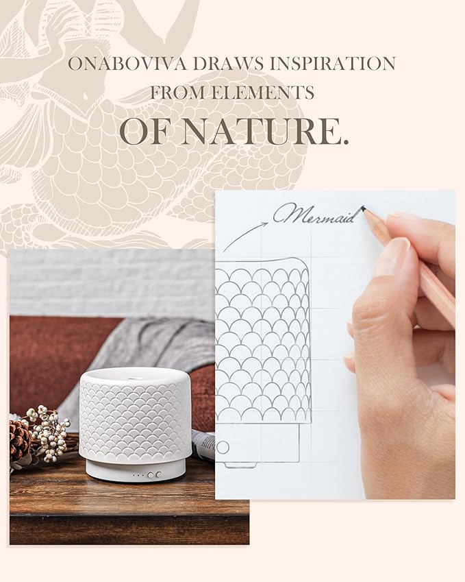 Essential Oil Diffuser, 280ml Ceramic Aromatherapy Diffuser with Ultrasonic Cool Mist Humidifier, Timer, Auto Shut-Off, Large Room Aroma Diffuser for Home, Bedroom, Office, Yoga