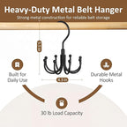 ZEDODIER 2 Pack Belt Organizer for Closet, Heavy-Duty Rotating Belt Hanger Rack Holds up to 48 Belts, Hanging Space Saving Metal Belt Holder for Closet Storage, Black