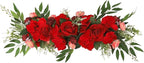 Artificial Peony Flower Swag, 29.6in Faux Eucalyptus Leaves Corner Rose Floral Swags, Artificial Mirror Flower Chair Back Flower Swags for Sheer Drapes, Wedding Chair, Arbor, Wedding(red)