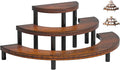 3-Tier Wooden Display Risers, Rustic Cupcake Stand, Perfume Organizer, Dessert Table Display Set for Party & Home Decor (Brown)