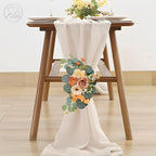 Odouzy Artificial Wedding Arch Flowers for Wedding Sign,Set of 2 for Wedding Welcome Ceremony Sign,Faux Floral Swags,Wedding, Banquet and Reception Backdrop Floral Decoration (Orange)