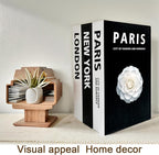 Decorative Books for Home Coffee Table Decor with Stylish Bookshelf and Office Living Room Black and White Fake Books for Decoration Faux Stack Book (Set of 3)
