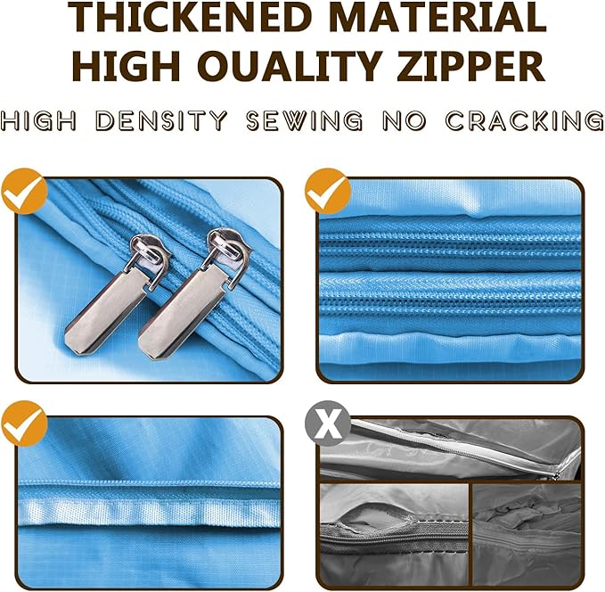 3-Layer Compressible with Zippers Blanket & Comforter Storage Bag,Ultra Space Saving Self Compression Organizer，Save 50% Space, 4 PCS，Blue