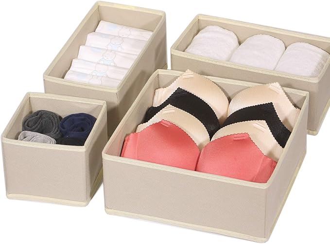 DIOMMELL 6 Pack Foldable Cloth Storage Box Closet Dresser Drawer Organizer Fabric Baskets Bins Containers Divider with Drawers for Clothes, Underwear, Bras, Socks, Lingerie, Clothing