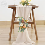 Odouzy Artificial Wedding Arch Flowers for Wedding Sign,Set of 2 for Wedding Welcome Ceremony Sign,Faux Floral Swags,Wedding, Banquet and Reception Backdrop Floral Decoration (Coffee Orange)