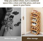 Simcat Bamboo Shoe Rack, Portable Folding Shoe Storage Rack,No Installation Free Standing Shoe Rack for Entryway, Closet, Dorm/Small Spaces (6 Tier)