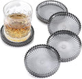Modern Clear Coaster Set of 5- Glass Coasters for Drinks Crystal Coasters Round Cup Coasters Coffee Table Decor for Office, Kitchen, Bar, Dining Room, Living Room, Patio (Clear Black)
