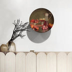 Decorative Plate Holder, 6 Inch, Blood Orange Grape Pomegranate Cider Round Display Plate, Decorative Plates with Stand, for Wall Hanging Living Room Bathroom Decor Gift