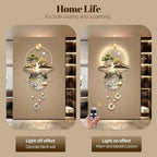 LED Light Art Wall Decor, Decor Wall Sculptures Art 3D for Home, Arts Decorations Walls Sculpture with Light, Plug-in Power Supply, Gold E, 23x53IN