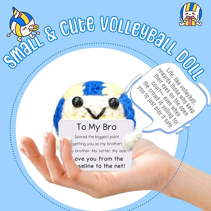 Handmade Collectible Volleyball - Gift for Brother,Funny Sports Gifts for Him,Man Cave Decor for Volleyball Fans,Emotional Support Gift for Bro & Best Buddy,Brother Birthday Gifts