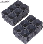 Set of 28 Interlocking Desk Drawer Organizer Tray Dividers Plastic Shallow Narrow Drawers Organizers Separators Storage Bins Container for Kitchen Bathroom Makeup Office Vanity Bedroom Dresser