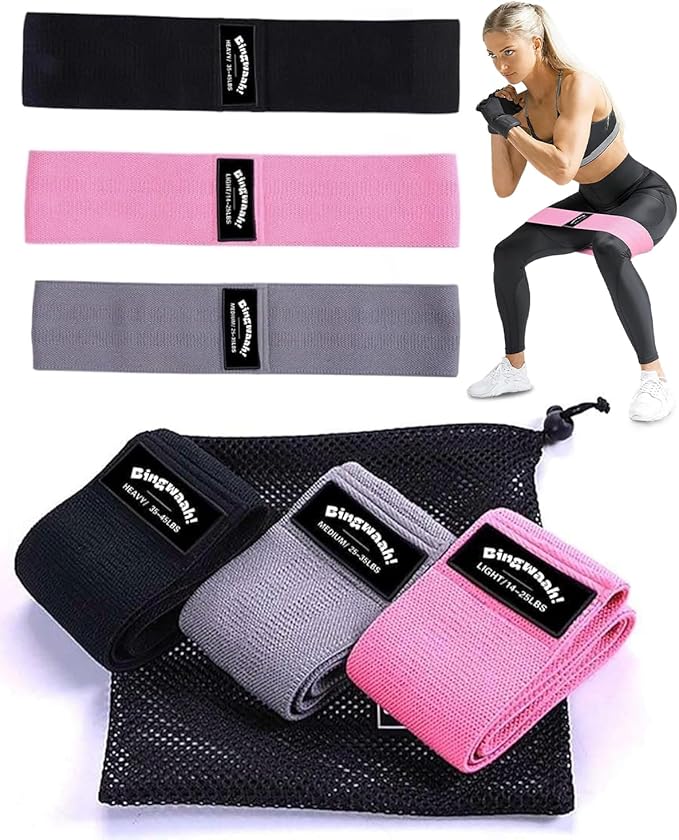 Bingwaah Mini Loop Resistance Bands – Fabric & Elastic Sets Exercise Bands for Strength Training - Rehab, Yoga, Pilates & Home Workout Equipment