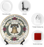250th Anniversary Decorative Plates 8 Inch Vintage Liberty Bell Patriotic Decorations Commemorative Plates with Stand Memorial Day 4th of July Veterans Day Home & Office