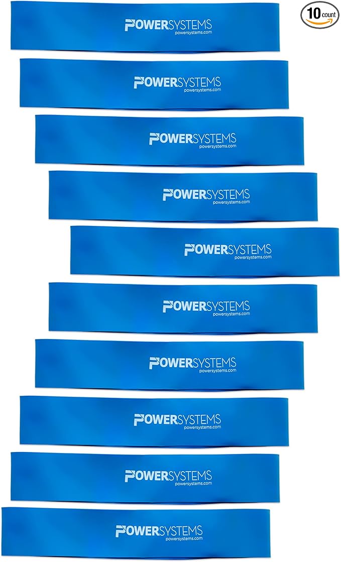 Power Systems Versa Loop Resistance Bands, 10-Pack – Color-Coded Exercise Bands for Workout, Strength Training, Physical Therapy