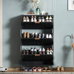 Shoe Cabinet Storage,Modern Freestanding Organizer with 3 Flip Drawers,Narrow Shoe Rack Cabinet for Entryway,Black