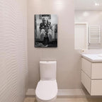 Funny Bathroom Wall Art Set of 2 - Black and White Vintage Humor Wall Decor, Dumb And Dumber Movie Posters Art, Funny Bathroom Decor Canvas Wall Art 16x24in Framed