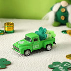 St. Patrick's Day Decorations for Home - Decor for Tiered Tray Metal Farm Truck with 3 Shamrocks Saint Patricks Day Vintage Diecast Pickup Truck Model for Shelf Table Centerpiece Décor Mini 4.8inch