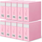 WOWBOX Sheet Organizers and Storage,Closet Bed Sheet Organizer Under Bed Storage and Organization with Label Cards & Clear Window for Bedding Sheets,Duvet Covers,Blankets (10 Pack，Pink)