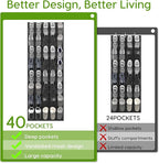 Unjumbly Over the Door Shoe Organizer with 40 Large Breathable Mesh Pockets, Space Saving Shoe Holder, Hanging Shoe Rack for Entryway Bedroom Closet Storage (Black, 80 Pockets)