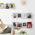 2-Pack Acrylic Magazine Holder Vinyl Records Holder, Display Floating Bookshelves Wall Mounted, Nursery Book Shelves Wall Decor Hanging Magazine Holder for Waiting Room, Living Room, Office