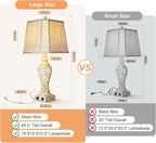 LuxSight Collection 28.5" Table Lamps Set of 2 - Bedside Lamp with Fabric Shades - for Bedroom and Living Room with USB and Nightlight - Perfect for Nightstands and Bedrooms
