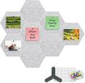 8-Pack Hexagon Felt Cork Board, 1/2" Thick Felt Bulletin Pinboard with 80 Push Pins, Adhesive Tabs, Geometric Cork Wall Tiles for Photos, Memos, Home & Office Decor (Light Grey)
