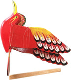WitnyStore 24" Red Yellow Hoopoe Woodpecker Wooden Flying Bird Mobile Kinetic Hanging Sculpture for Adult Collectors Handcrafted Room Decoration Display Art Dynamic Overhead Ornament