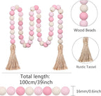 Meplait Wood Bead Garland,39in Farmhouse Beads with Tassels Boho Beads for Tiered Tray Decorative Beads Home Decor