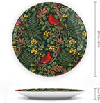 Custom Gifts Fashion Plates, William Morris Style Forest Christmas Holly Cardinals Hand-Painted Ceramic Decorative Plates Home with Display Stand, Funny Decor for Display Table Wall, 6", 7", 8", 10"