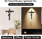 Black Metal Cross Wall Decor - Two Nails Crosses Design, Hollow Out Artistic Hanging Ornament for Home Church Decoration（12.6"x16.5"） (Crucifix Cross)