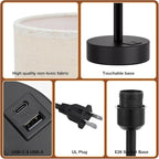 Dicoool Beige Touch Lamp for Bedroom with USB - 3 Way Dimmable Table Lamp for Nightstand, Small Lamp with Black Charging Station for Desk Dorm, Office, Nursery