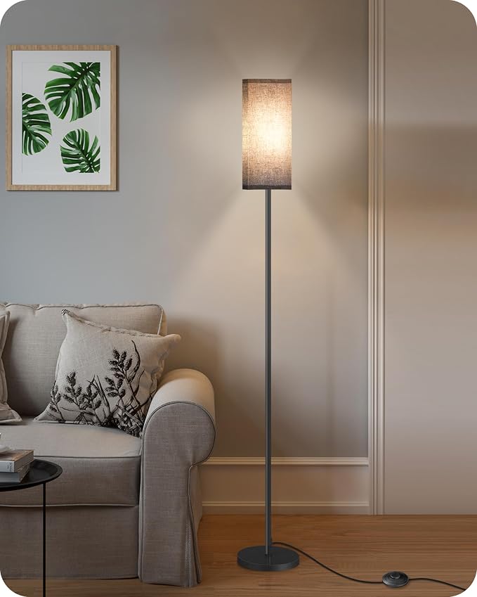 Floor Lamp, Pole Lamp with Foot Switch, Modern Standing Lamp Shade, Minimalist Freestanding Lamp (Bulb Not Included), for Living Room, Bedroom Office ETL Listed, Black B07LD05