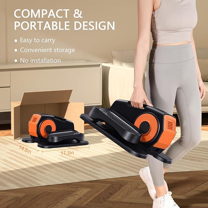 Under Desk Elliptical Machine, 2-in-1 Electric Leg Exerciser for Seniors, Quiet & Compact Pedal Exerciser with Remote, 12 Speed Elliptical Exercise Machine for Home Office