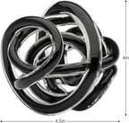 Torre & Tagus Orbit Hand Blown Glass Infinity Knot Sculpture - 4.5 Inch Glass Art Black Knot Decor Ball for Home Decor, Small Centerpiece Table Decoration for Home Interior (Solid Black)