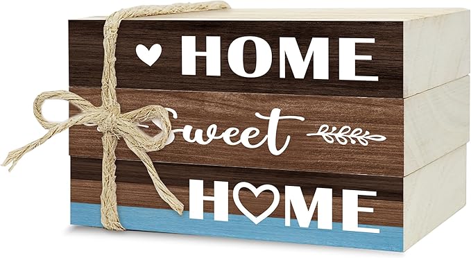 Mini Decorative Books For Home Decor, Small Wood Book Stack For Table Decor, Home Sweet Home decoration Books For Living Room Bookshelf, Farmhouse Stacked Books decoration（L48)