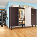 Heavy Duty Portable Closet with Cover Magnetic Doors, Metal Rolling Clothes Rack Heavy Duty 1500LBS, Foldable Clothing Rack, Garment Racks for Bedroom/LivingRoom/Rental (KT Coffee, 59.05in)