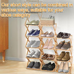Vertical Shoe Rack Small Narrow Shoe Racks 4-Tier Folding Shoe Storage Rack No Installation Shoes Organizer Shelf Standing Storage Shoe Rack for Entryway Hallway Corridor Room Corner Storage