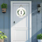 Monogram Letter I Wreaths for Front Door Wreath Wooden Welcome Sign for Front Door Decor Floral Family Last Name Initial House Warming Spring Summer Porch Rustic Wall Home Kitchen Boho Decorations