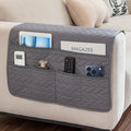 Remote Control Holder for Armchair, Couch Caddy Organizer TV Remote Holder for Recliner Couch With 6 Pockets, Non-Slip Arm Chair Caddy Bedside Table Organizer for Magazine, Tablet, Phone, iPad (Grey)