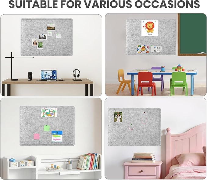 Large Bulletin Board, 72 X 48 inches Cork Board with 30 Pushpin, 6' x 4' Felt Cork Board Notice Pin Board, Self-Adhesive Vision Board Mood Board Foldable Photo Board for Wall - Silver Gray